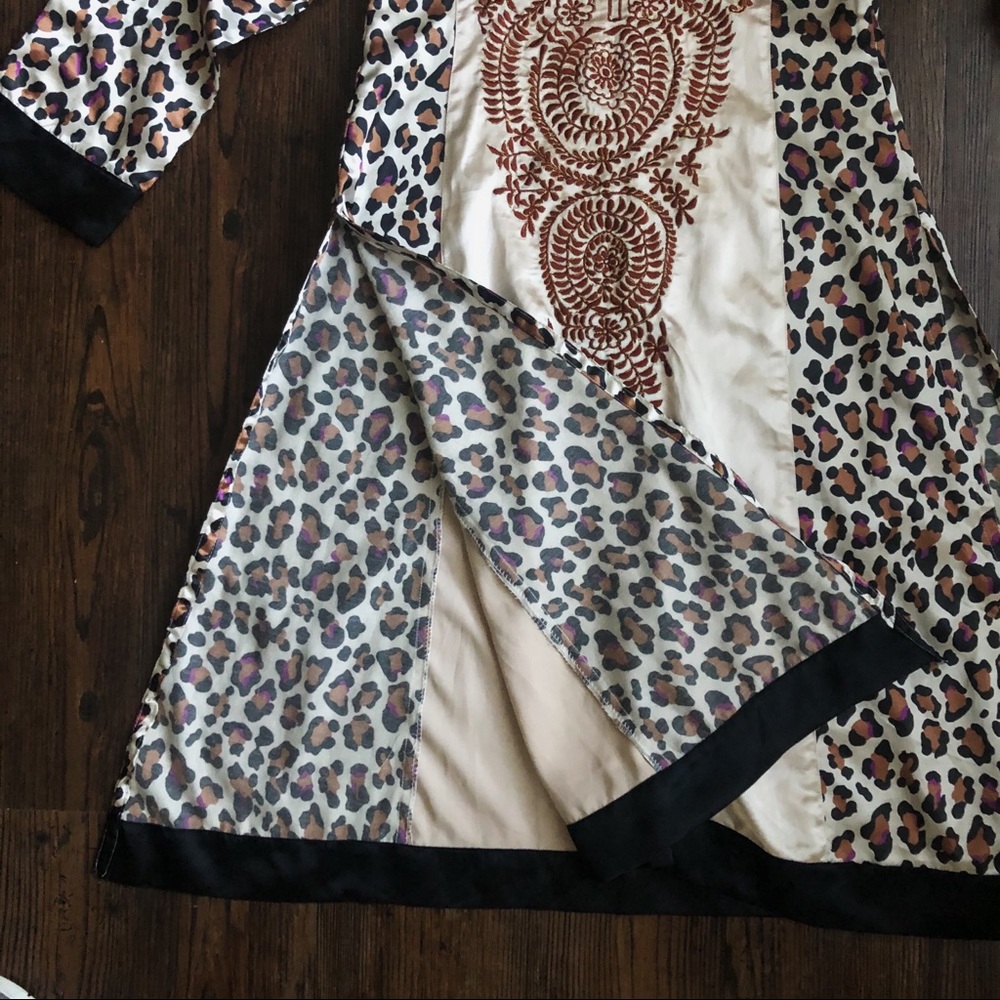 Bohemian Leopard Print Metallic Embroidered Tunic - image 5